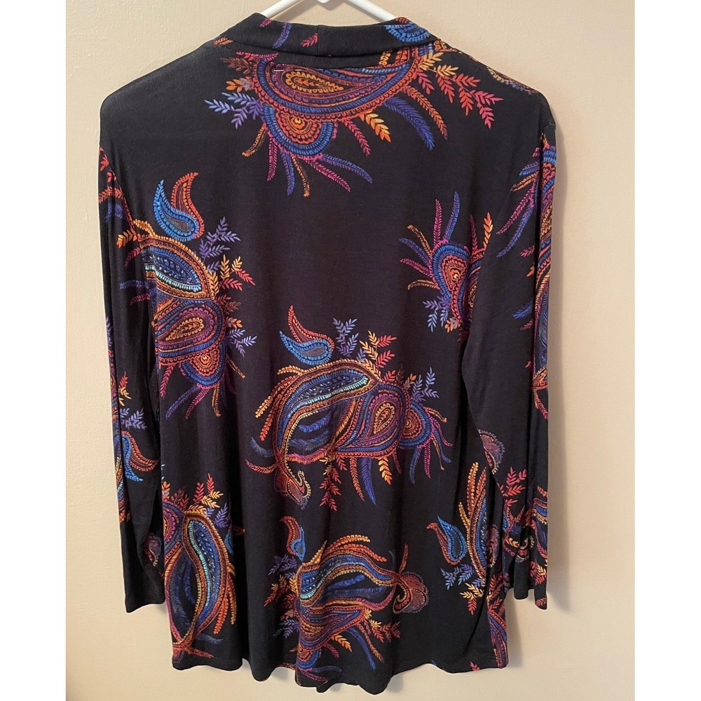 Cable & Gauge Wm XL Paisley V-Neck Long Sleeve Tunic Multi-Color Boho Lightwgt - Picture 4 of 9